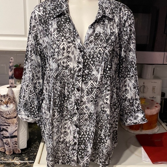 L Gloria Vanderbilt casual button front 3/4 sleeve regular size top XL. EUC - Picture 1 of 3